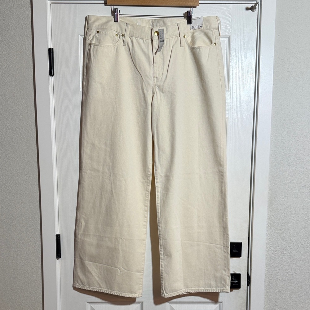NWT J CREW Cream Wide-Leg Jeans Low‎ Rise 33